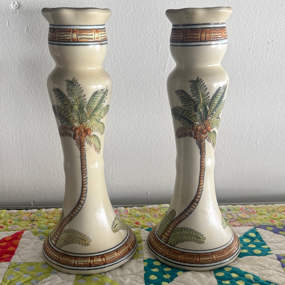 Palm Tree Design Candle Holders by Andrea by Sadek